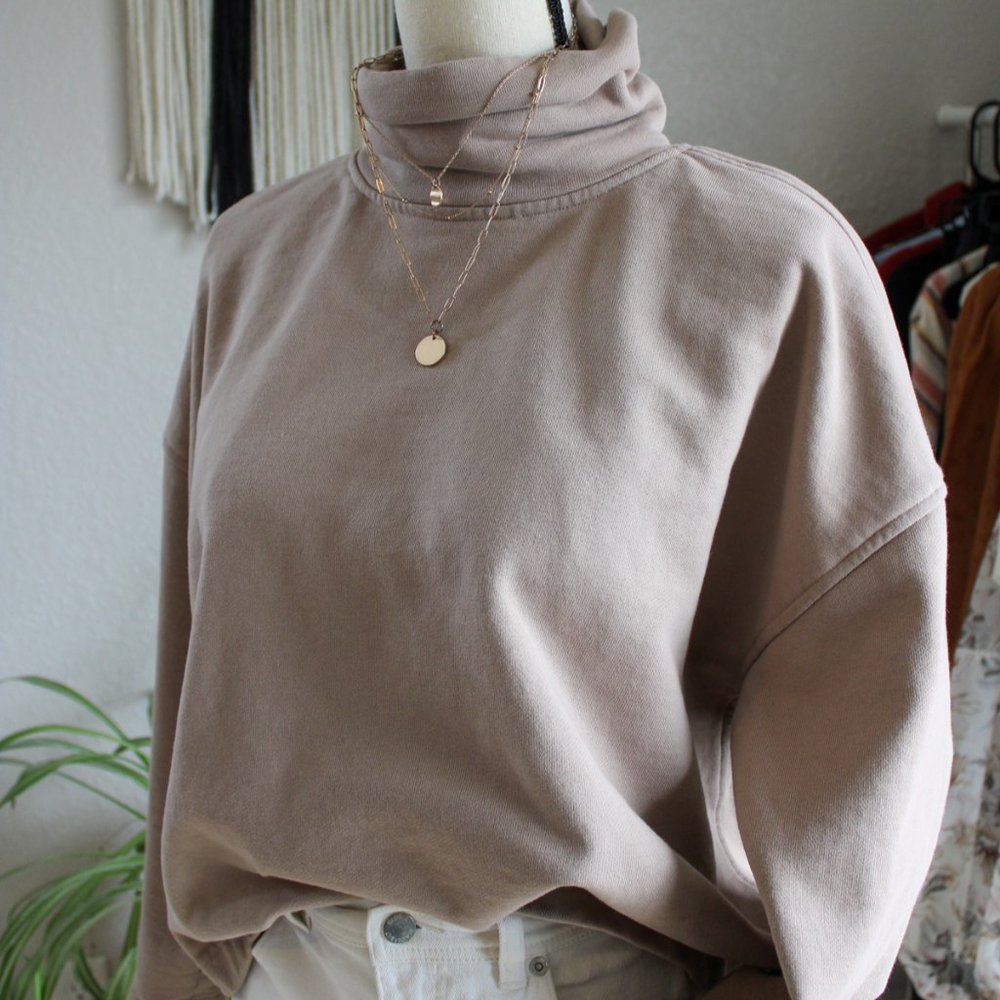 Everlane Tan Turtleneck Sweatshirt